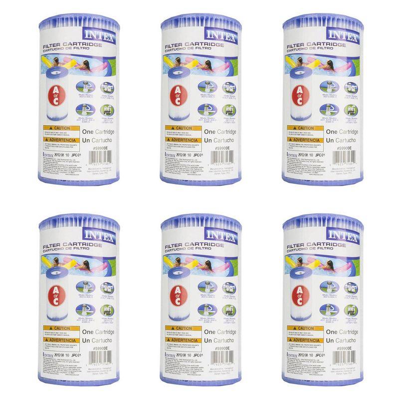 Intex 29000E/59900E 4.25" Diameter x 8" Swimming Pool Easy Set Type A or C Replacement Filter Pump Cartridge Accessories, 6 Pack