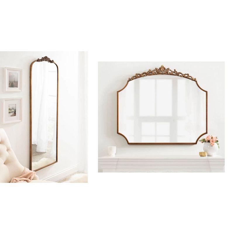 Kate & Laurel All Things Decor 33"x26" Arendahl Traditional Arch Mirror with Shelf Black