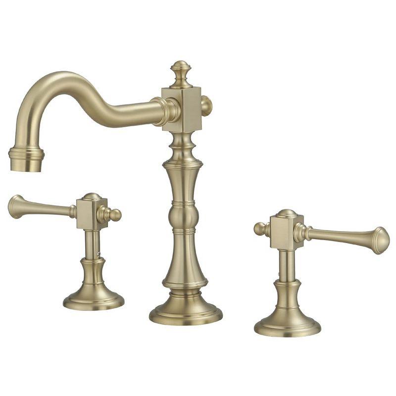 Brushed Gold Antique Brass Double Handle Widespread Bathroom Faucet