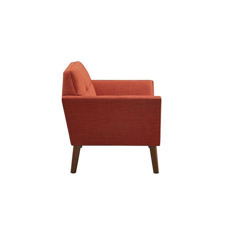 Mid-Century Spice Wood Accent Lounge Chair with Button Tufting