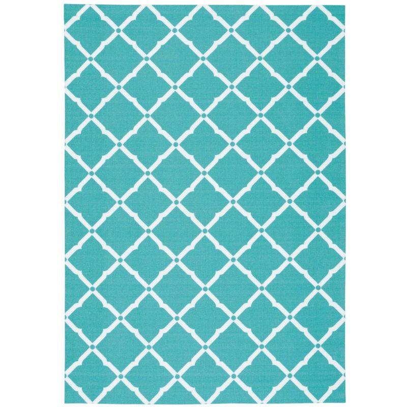 Aqua Floral Bliss 5' x 7' Synthetic Indoor/Outdoor Area Rug