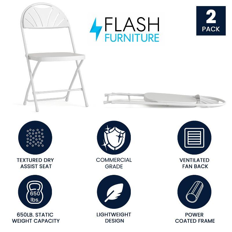 Flash Furniture 2 Pack HERCULES Series 650 lb. Capacity Plastic Fan Back Folding Chair