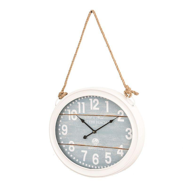 Yosemite Home Decor at The Beach White Roped Wall Clock,White, Light Blue,Small,CLKE14425017