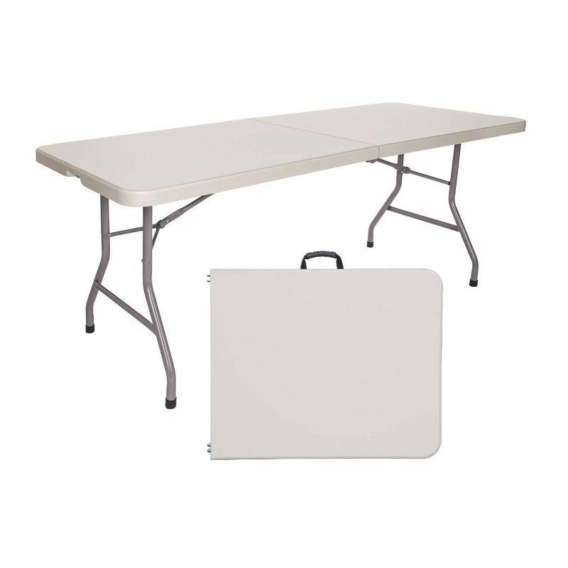 Hampden Furnishings 30"x72" Baldwin Collection Fold-In-Half Table Gray: Portable, Sturdy, No Assembly, 5-Year Warranty