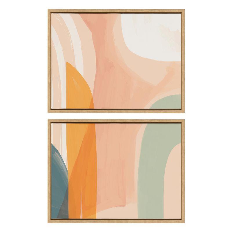 Kate and Laurel Sylvie Sunrise Over Marrakesh 1 and 2 Framed Canvas by Kate Aurelia Holloway, 2 Piece 18x24, Natural