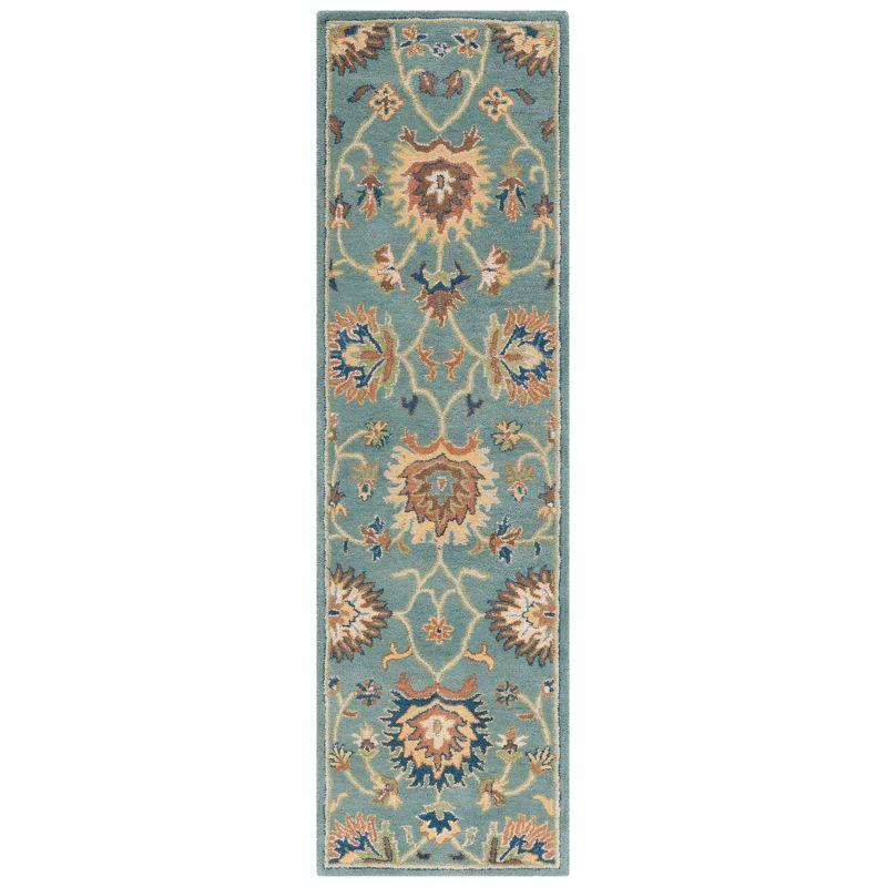 Light Blue Hand-Tufted Wool Runner Rug