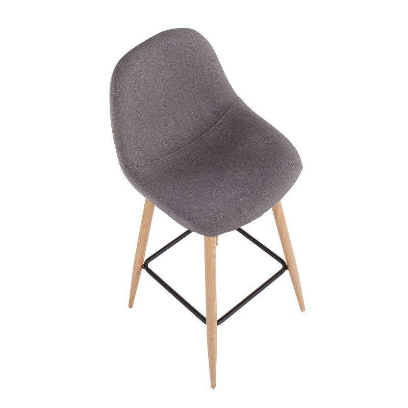 Set of 2 Pebble Metal Polyester Barstools Natural/Charcoal - LumiSource: Steel Frame, Tapered Legs, Comfy Seat
