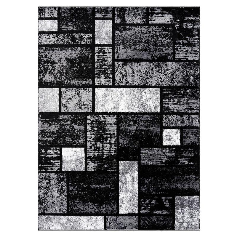 Gray and Black Geometric Modern Area Rug