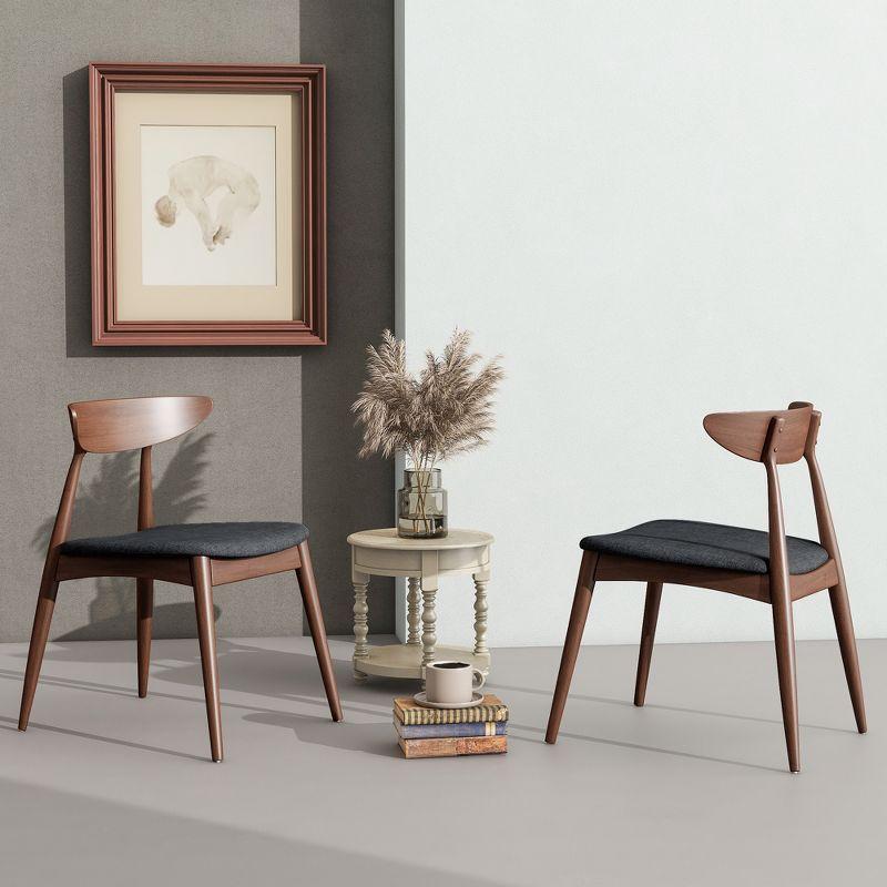 Christopher Knight Home Barron Mid Century Modern Rubberwood Fabric Upholstered Dining Chairs (Set of 2), Charcoal/Walnut