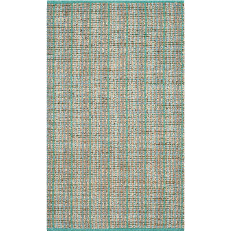 Green Flat Woven Handmade Cotton Reversible Area Rug