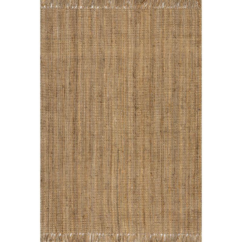 Nuloom 4 Square Daniela Jute Tassel Hand Woven Indoor Area Rug, Natural, Solid Chunky Farmhouse Design, Natural Fiber BedroomLiving Room