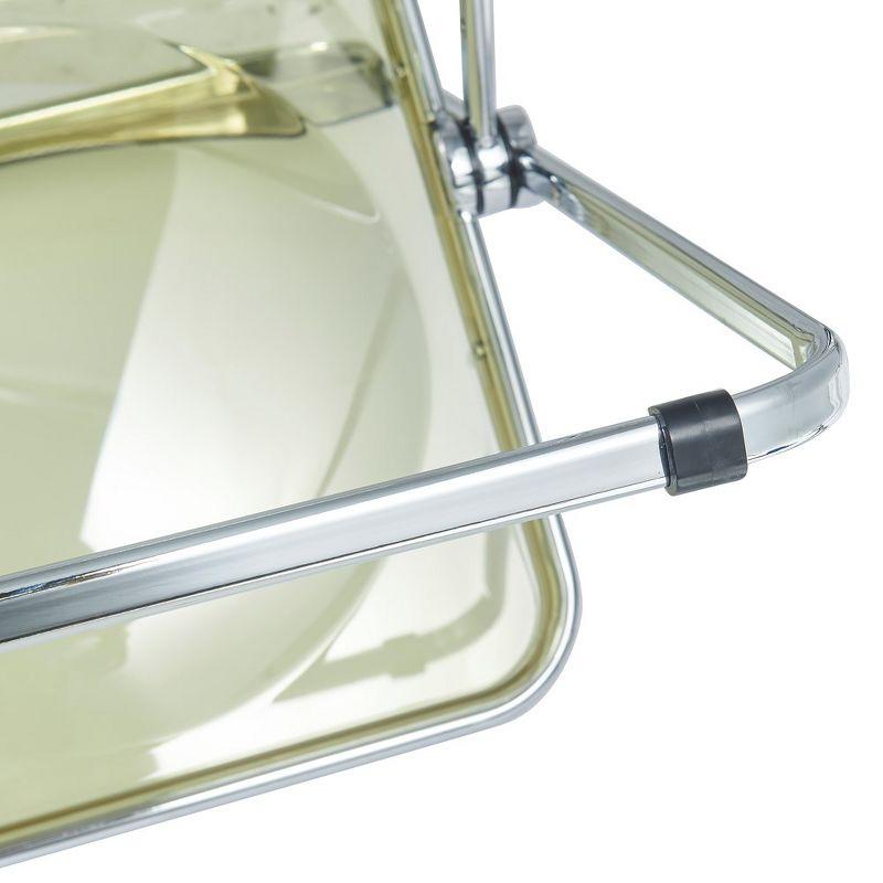 LeisureMod Lawrence Modern Acrylic Folding Chair With Metal Frame Set of 2, Amber
