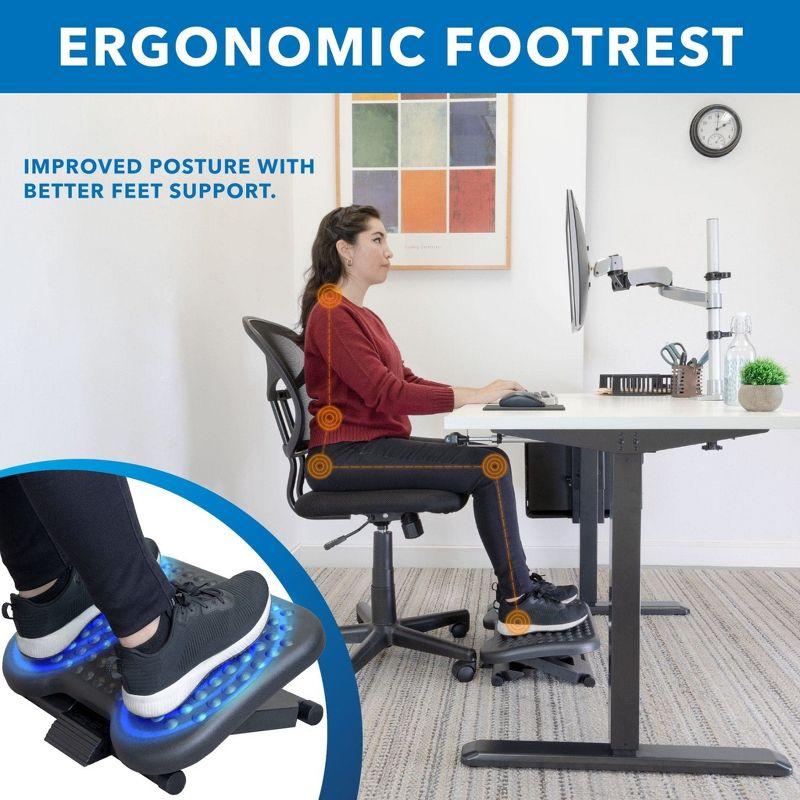 Mount-It! Ergonomic Under Desk Footrest | Height Adjustable Office Foot Rest with 3 Height Levels | Home Office Footrest with Massage Surface