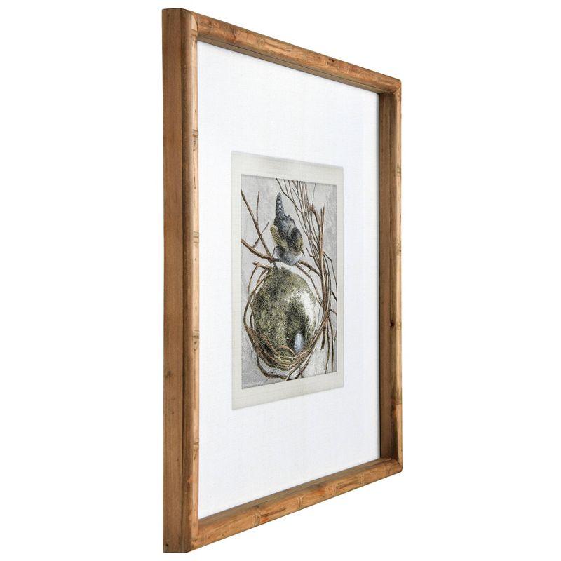 Storied Home (Set of 2) 18" Square Wood Framed Wall Arts with Bird and Nest : Modern Decor, Sawtooth Back Mount