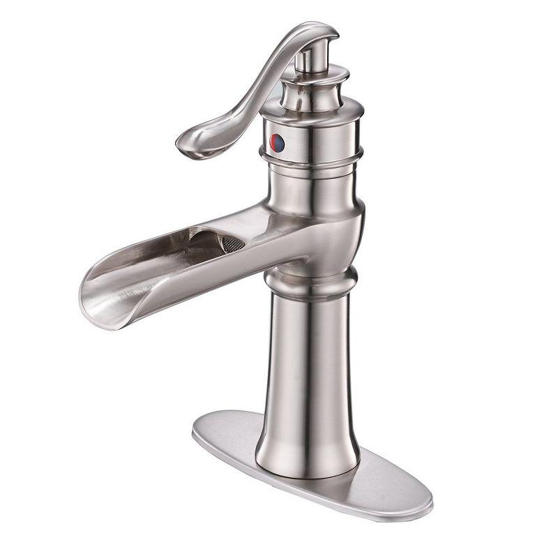 Brushed Nickel Single-Handle Waterfall Bathroom Faucet