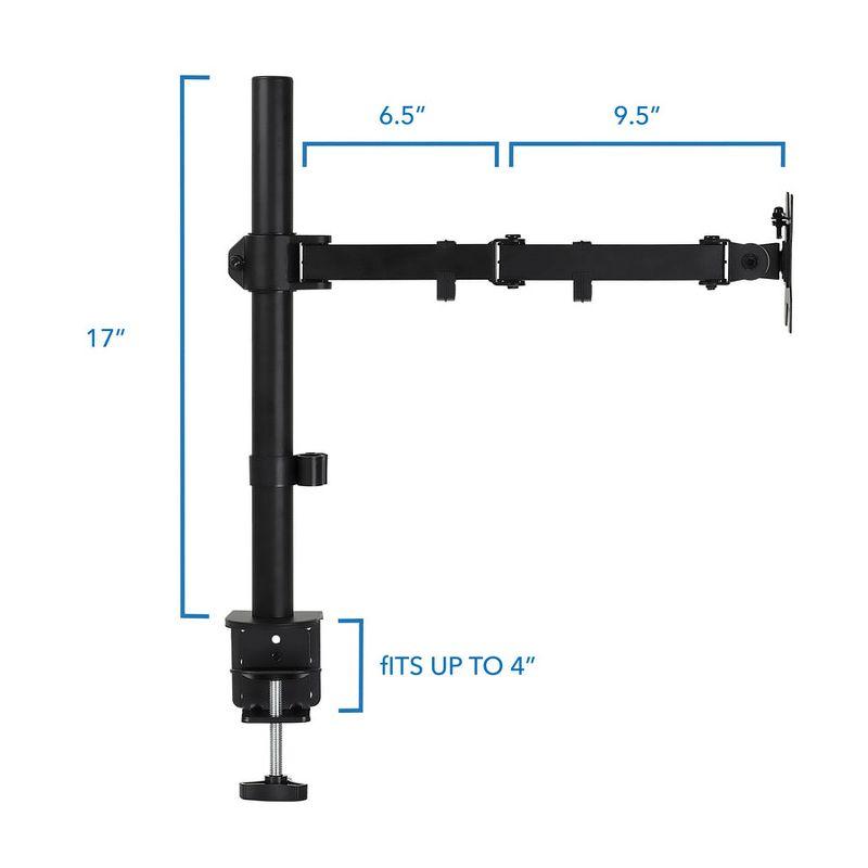 Mount-It! Single Monitor Arm Mount | Desk Stand | Full Motion Height Adjustable Articulating Tilt | Fits 13 - 32 Inch | C-Clamp and Grommet Base