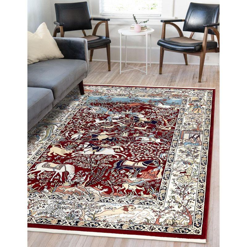 Unique Loom Narenj Birmingham Floral Indoor Woven Fringe Area Rug