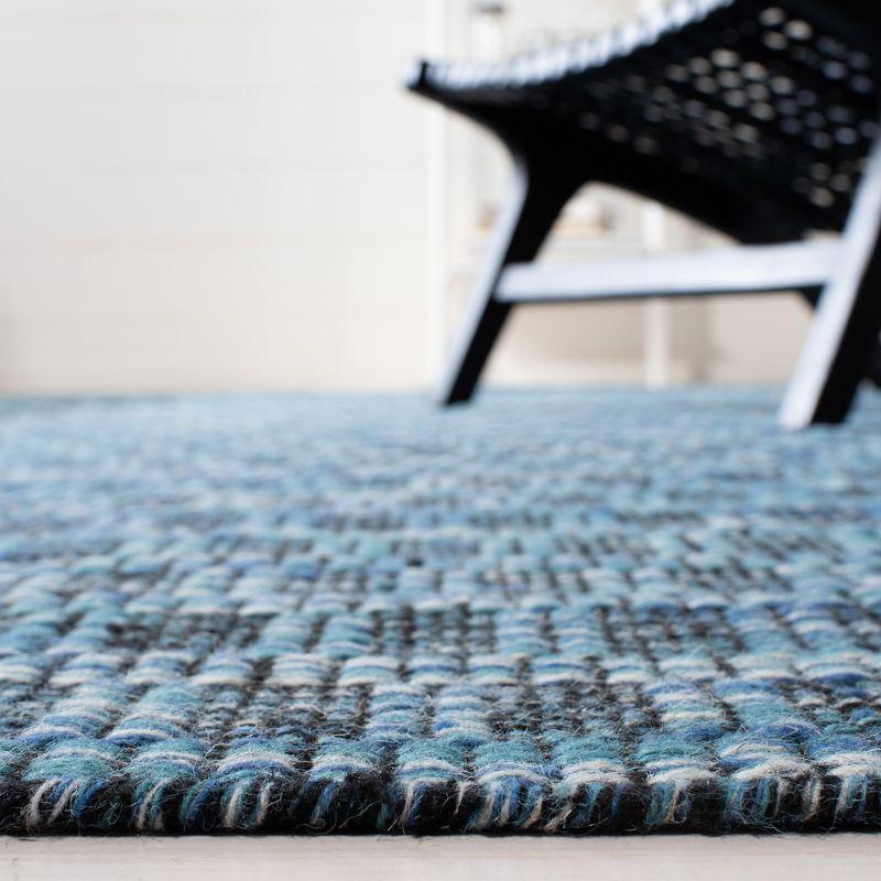 Blue and Black 6' x 9' Handwoven Wool Area Rug