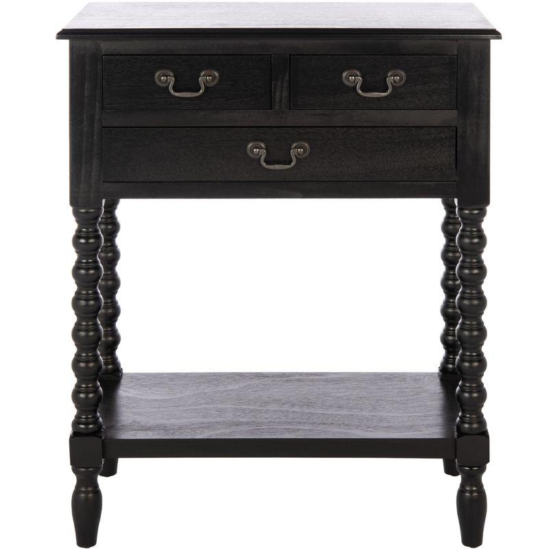 Athena Black Wood 3-Drawer Console Table with Storage