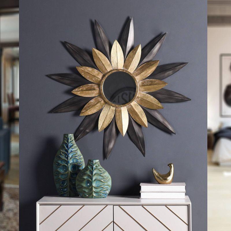 Star Struck Metal Wall Mirror Gold - StyleCraft: Transitional Iron Framed, Round, No Assembly Required