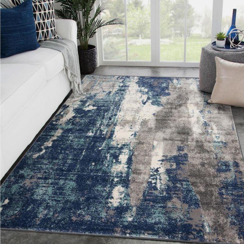 Luxe Weavers Euston Collection D.Blue-L.Blue 5x7 Modern Abstract Area Rug