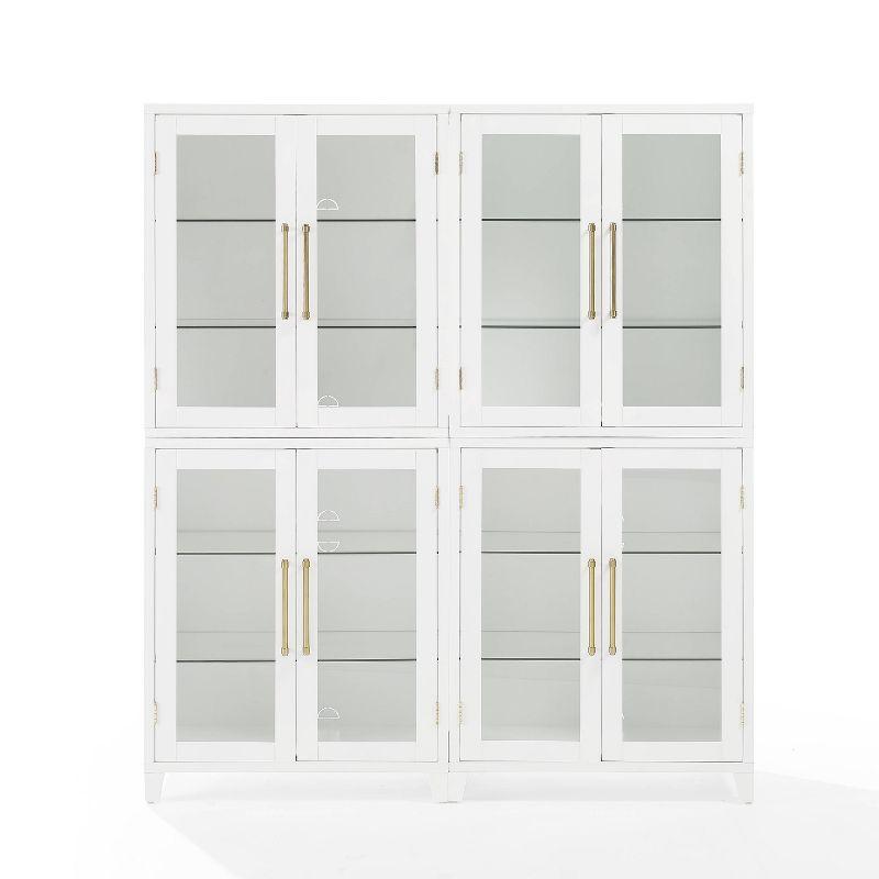 Crosley 70" Roarke 2pc Glass Door Kitchen Pantry Storage Cabinet Set White