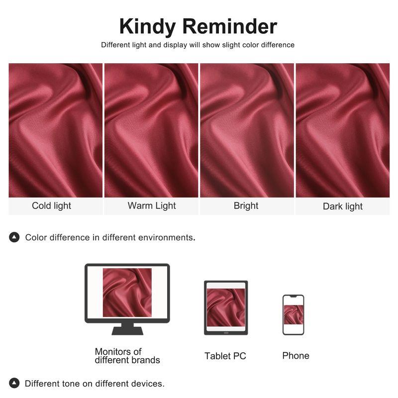 PiccoCasa Silky Satin Soft Breathable Envelope Closure Pillowcases 2 Pcs Burgundy 20"x26"