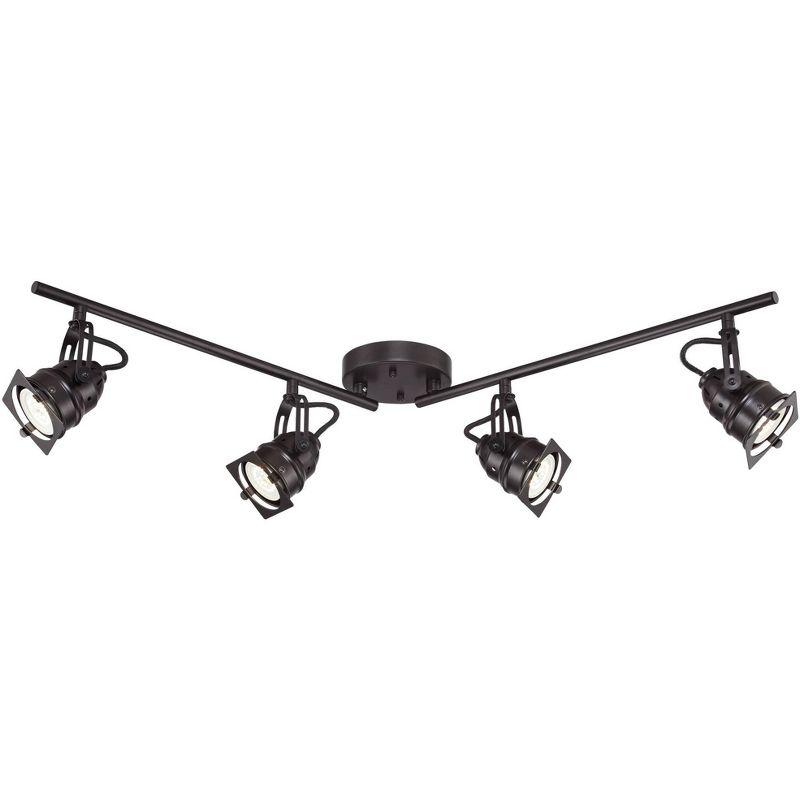 Pro Track Hamilton 4-Head LED Ceiling Track Light Fixture Kit Swing Arm Spot Light GU10 Black Bronze Finish Modern Kitchen Bathroom 23 1/4" Wide