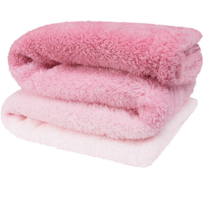 PAVILIA Plush Throw Blanket for Couch Bed, Faux Shearling Blanket and Throw for Sofa Home Decor, Gradient - Pink/Throw - 50x60