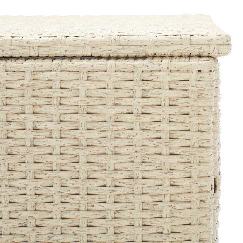 Oliveira Outdoor Cushion Deck Box - Beige/White Cushion - Safavieh