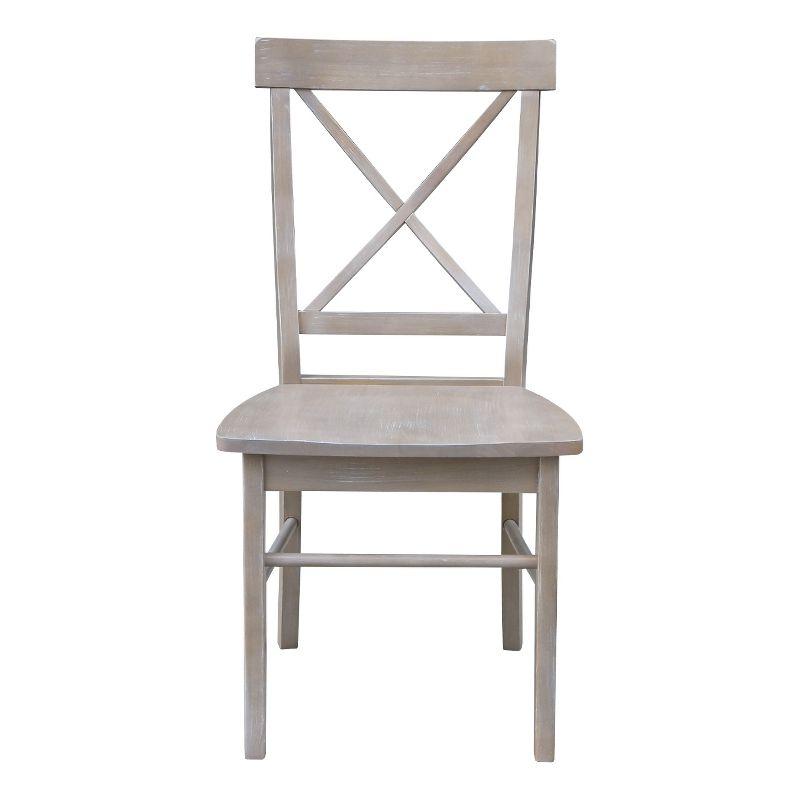 Set of 2 X Back Chairs with Solid Wood Seat Washed Gray/Taupe - International Concepts