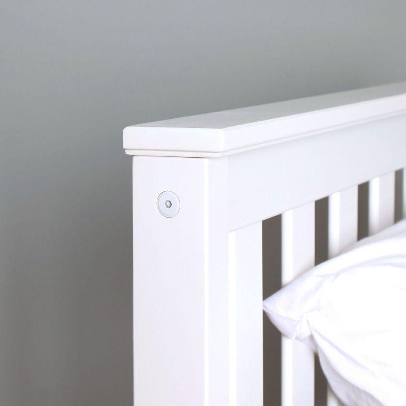 Max & Lily Twin Bed Frame with Headboard, Solid Wood Platform Bed for Kids, White