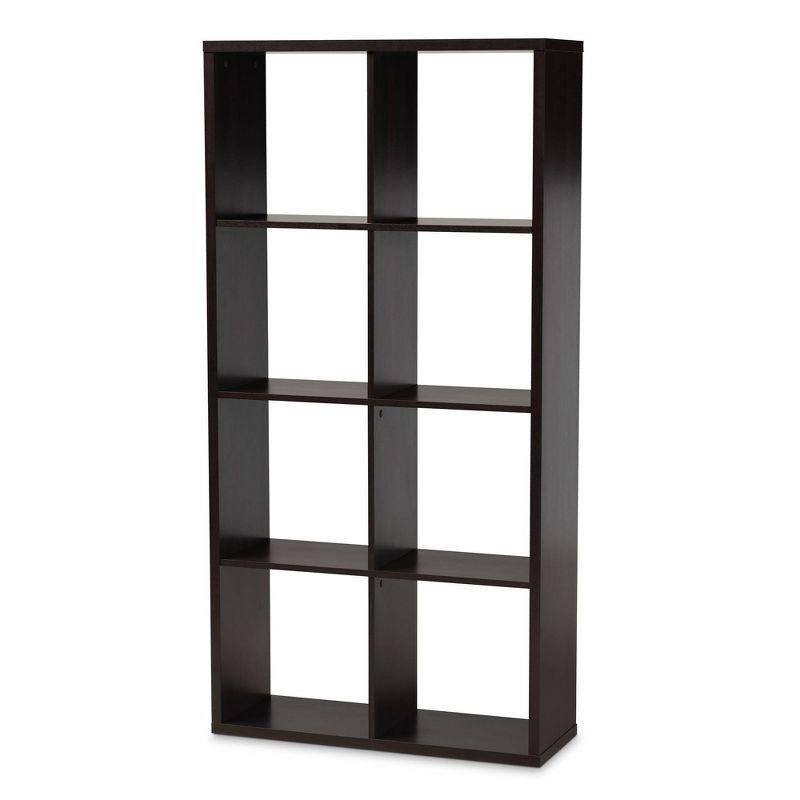 Janne 8 Cube Multipurpose Storage Shelf Dark Brown - Baxton Studio: Mid-Century Modern Cubby Organizer, Particle Board Frame