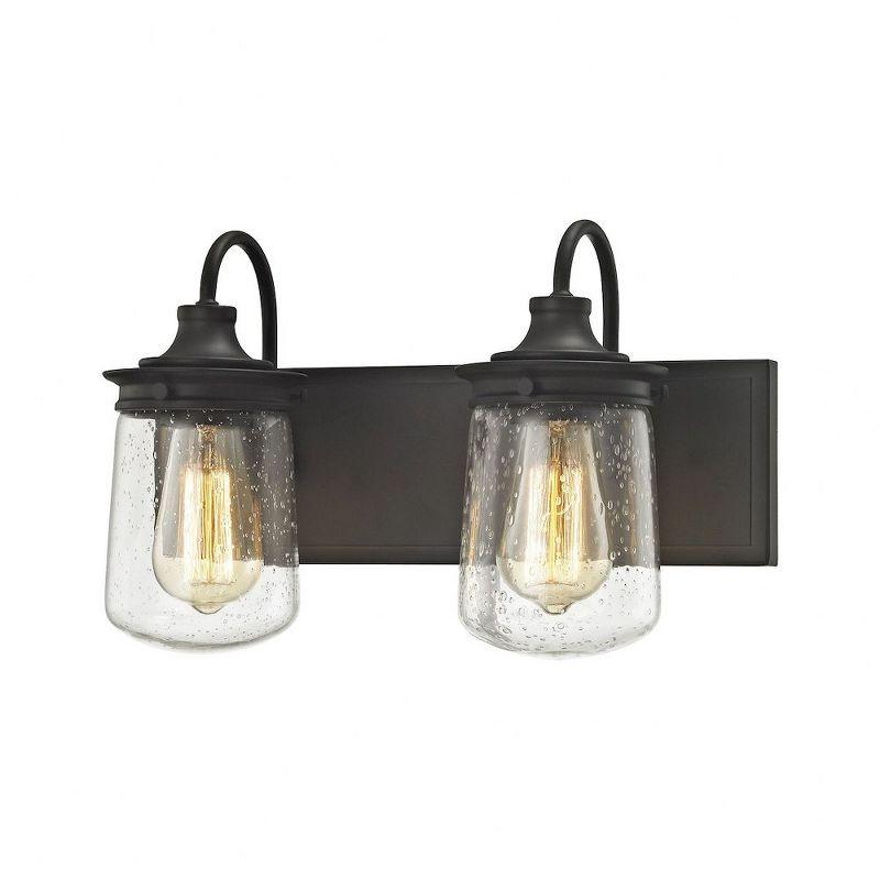 Oil Rubbed Bronze 2-Light Vanity with Clear Seedy Glass Shades