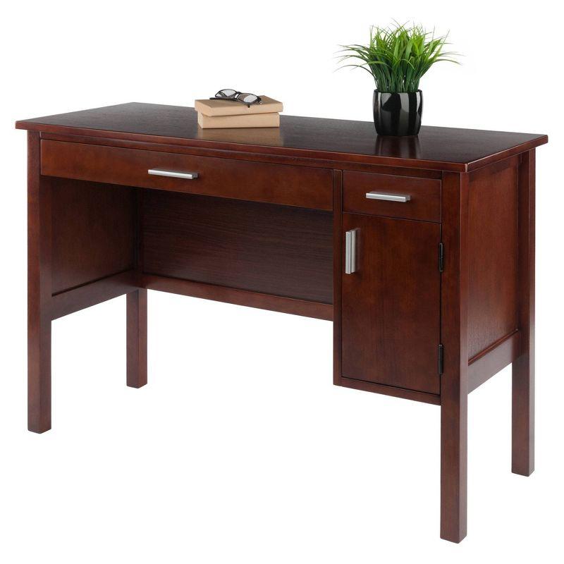 Emmett Writing Desk Walnut - Winsome: Wood Frame, 3 Drawers, Home Office Furniture