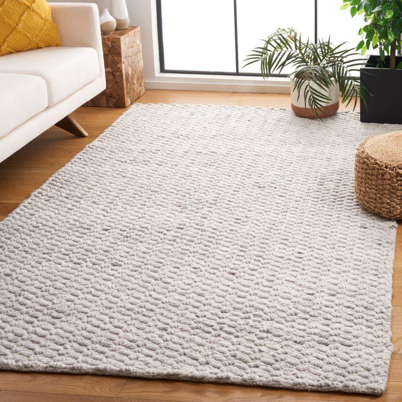 Handmade Silver Flat Woven Rectangular Synthetic Area Rug 3' x 5'