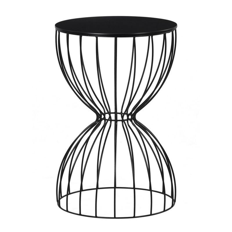 Elle Decor Cami Modern Hourglass Metal End Table, Decorative Round Accent Coffee Table or Nightstand