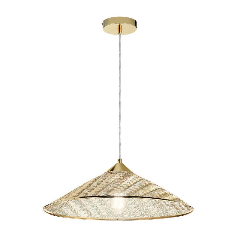 Rosalinde 21" Gold Art Deco-Inspired LED Metal Pendant Light