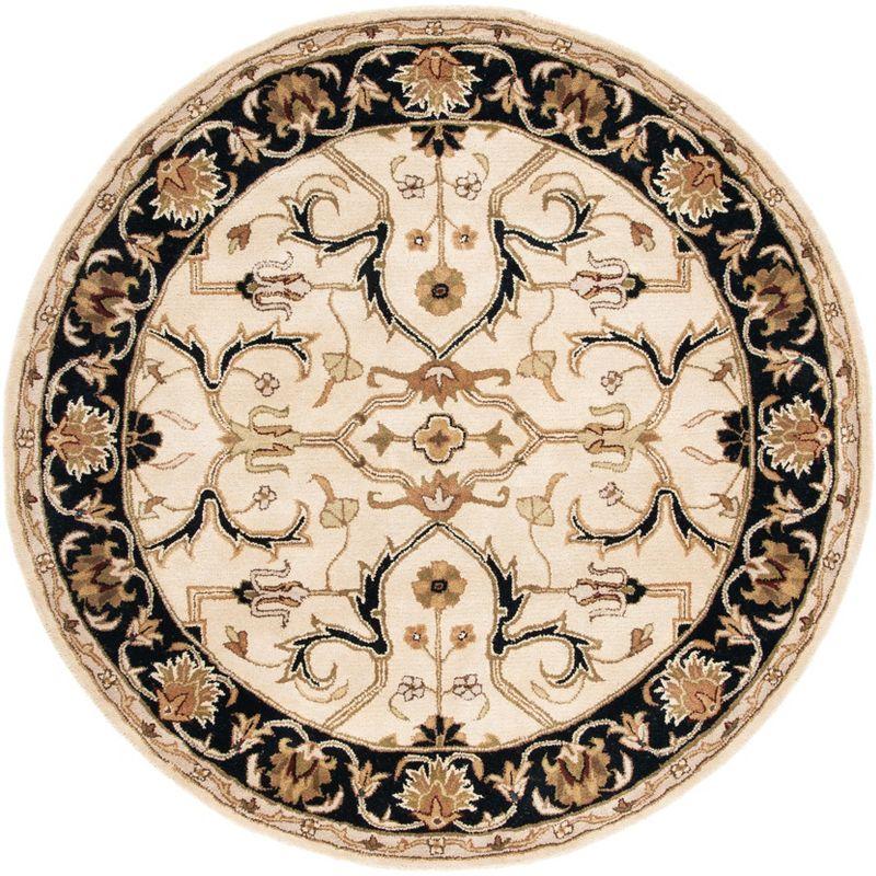 Heritage HG644 Handmade Area Rug - 6' Round - Ivory/Black - Safavieh