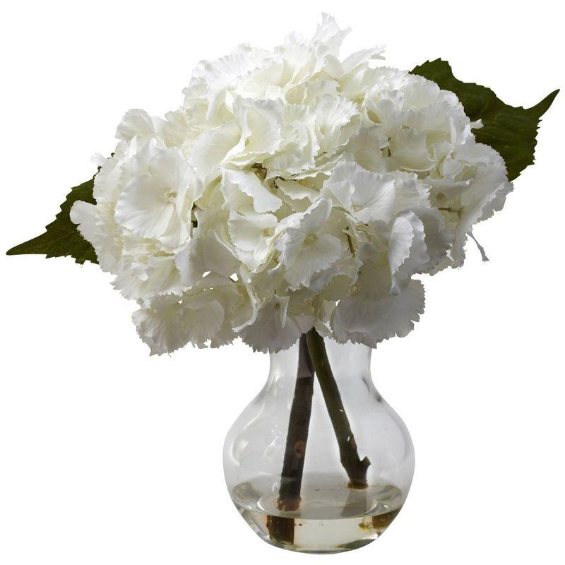 Nearly Natural Blooming Hydrangea with Vase Arrangement