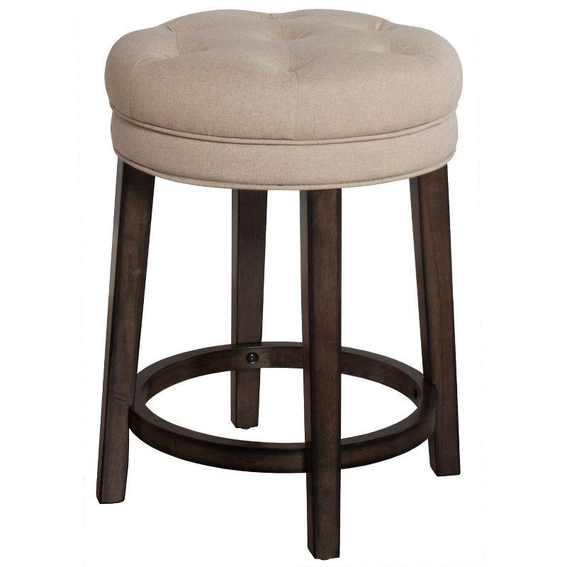 Krauss Backless Counter Height Barstool: Linen Upholstery, Charcoal Wood Frame - Hillsdale Furniture