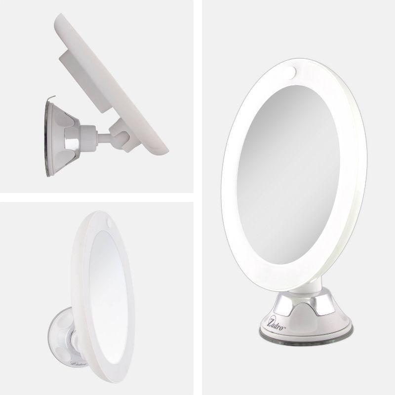 LED Lighted Swivel Power Suction Cup Mirror - Zadro: 10x Magnifying, Battery Operated, Round Vanity Mirror