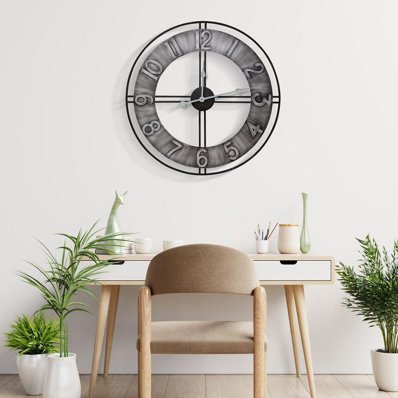 Sorbus 24" Distressed Industrial Round Metal Wall Clock