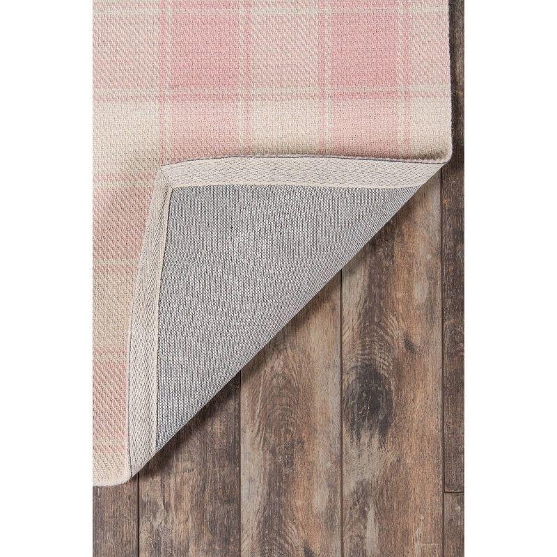 Marlborough Plaid Handmade Flatweave Wool Pink/Ivory Area Rug