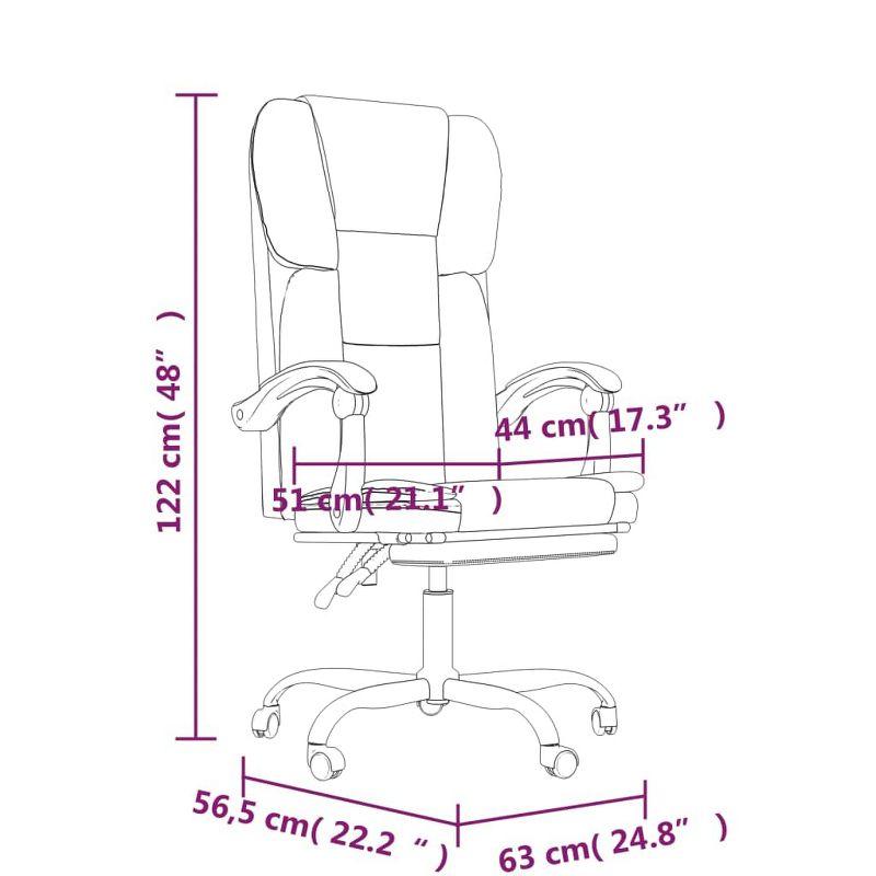 vidaXL Reclining Office Chair- Adjustable, Swivel Design with Rolling Castors, Grey Faux Leather, Metal and Plywood Frame