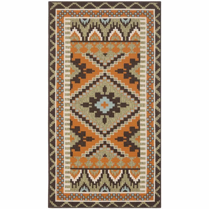 Veranda VER096 Power Loomed Indoor/Outdoor Area Rug - Green/Terracotta - 4'x5'7" - Safavieh