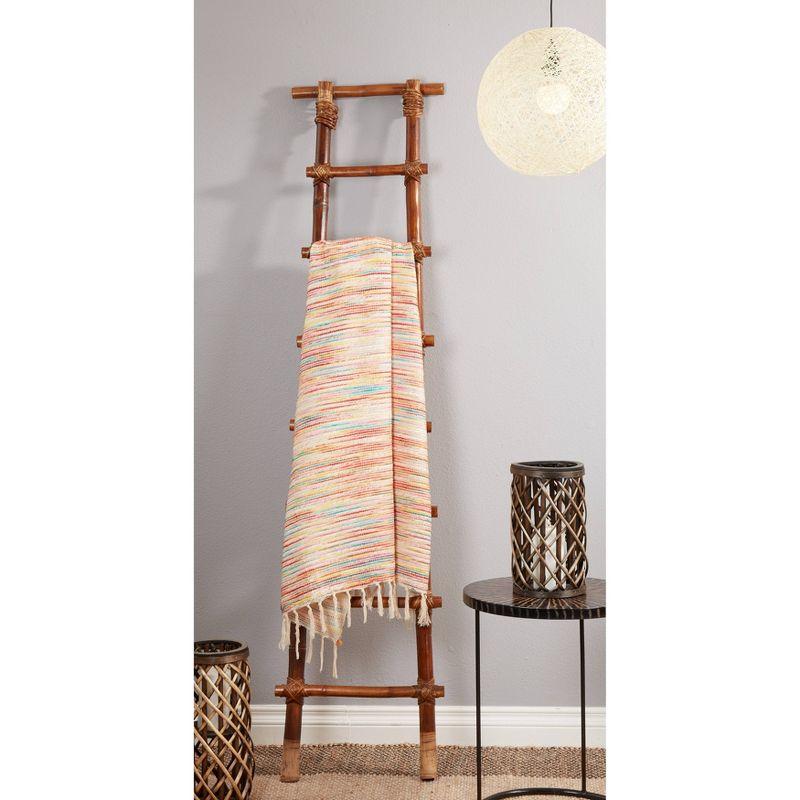 Multicolor Rainbow Stripe Cotton Acrylic Throw Blanket with Fringe