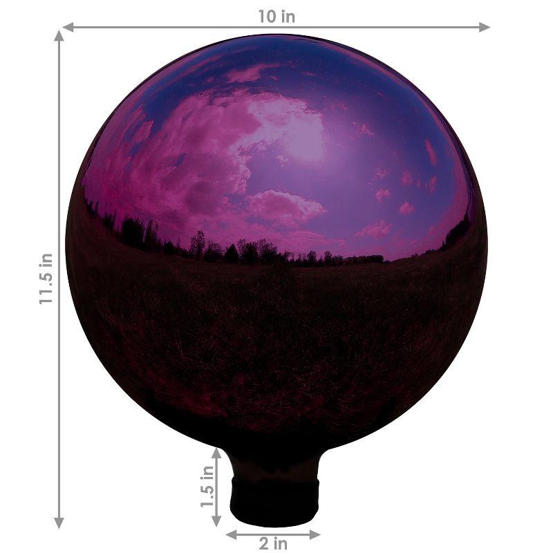 Merlot Mirrored 10" Stainless Steel Gazing Globe with Stem