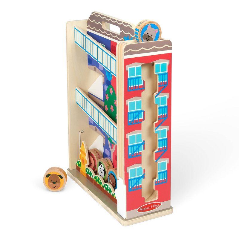 Colorful Wooden Town House Tumble Playset with Disks