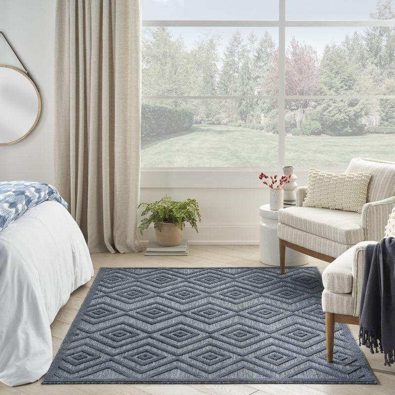 Foundry Select Versatile Diamond Navy Blue Indoor/Outdoor Area Rug